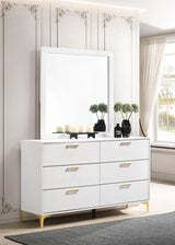 Kendall White 6-Drawer Dresser with Mirror from Coaster - Luna Furniture