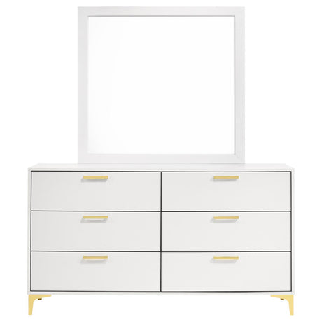 Kendall White 6-Drawer Dresser with Mirror from Coaster - Luna Furniture