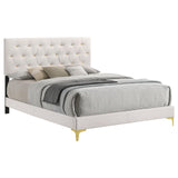 Kendall White Tufted Upholstered Panel Eastern King Bed from Coaster - Luna Furniture