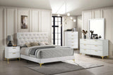 Kendall White Tufted Upholstered Panel Eastern King Bed from Coaster - Luna Furniture