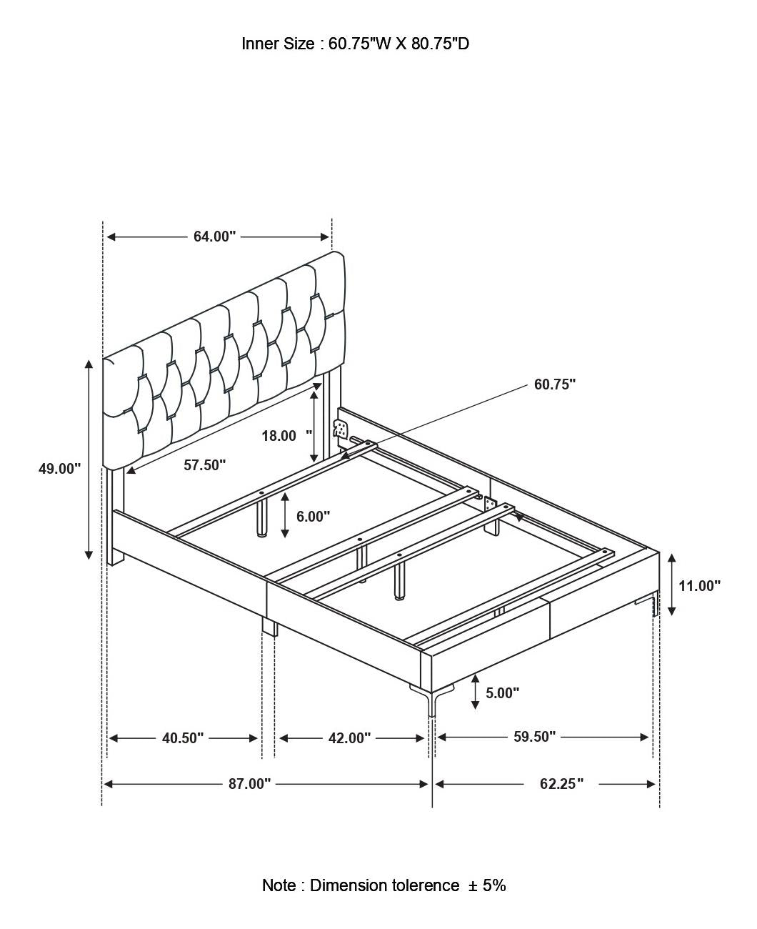 Kendall White Tufted Upholstered Panel Queen Bed from Coaster - Luna Furniture