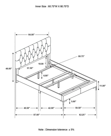 Kendall White Tufted Upholstered Panel Queen Bed from Coaster - Luna Furniture