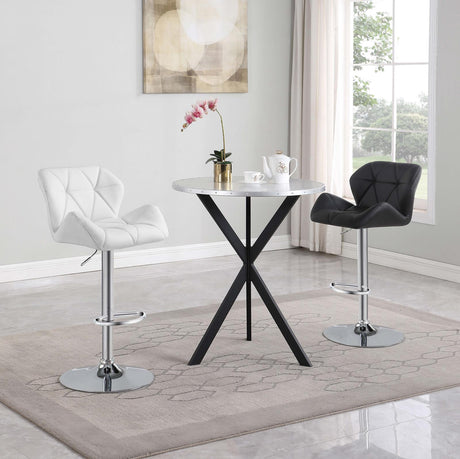 Kenzo Silver and Sandy Black Round Metal Top Bar Table from Coaster - Luna Furniture