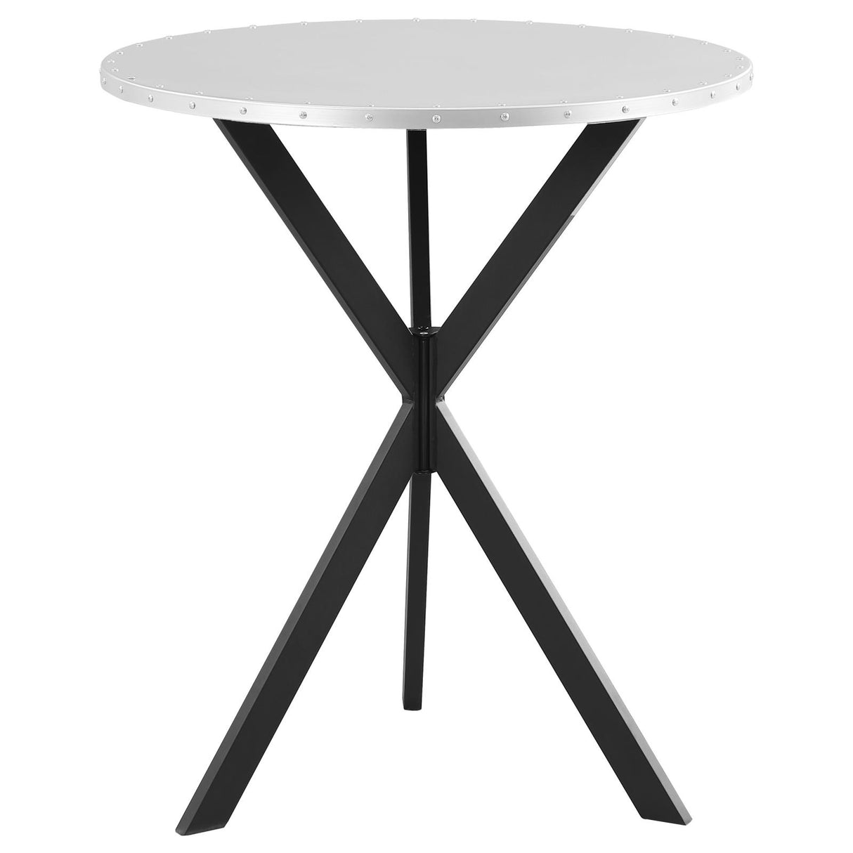 Kenzo Silver and Sandy Black Round Metal Top Bar Table from Coaster - Luna Furniture