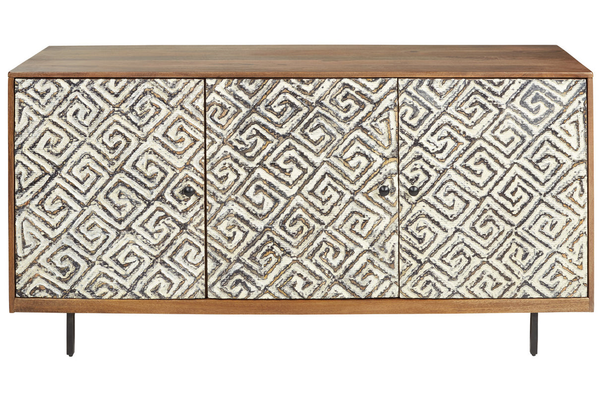 Kerrings Brown/Black/White Accent Cabinet from Ashley Furniture - Luna Furniture