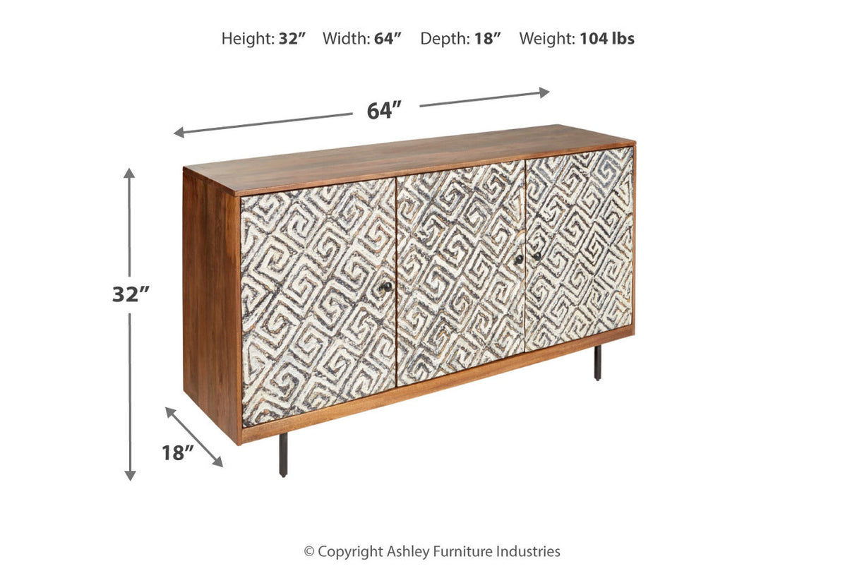 Kerrings Brown/Black/White Accent Cabinet from Ashley Furniture - Luna Furniture