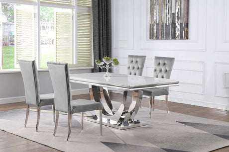 Kerwin Chrome and Gray 5-Piece Dining Set from Coaster - Luna Furniture