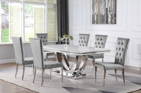 Kerwin Chrome and Gray 7-Piece Dining Set from Coaster - Luna Furniture