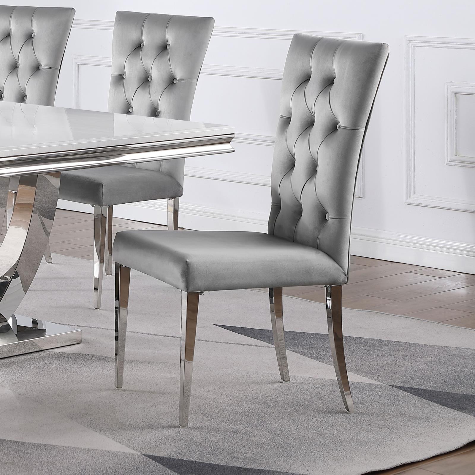 Coaster Kerwin Tufted Upholstered Side Chair (Set of 2) Grey and