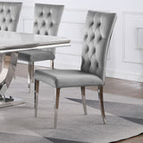Kerwin Chrome and Gray Tufted Upholstered Side Chair, Set of 2 from Coaster - Luna Furniture