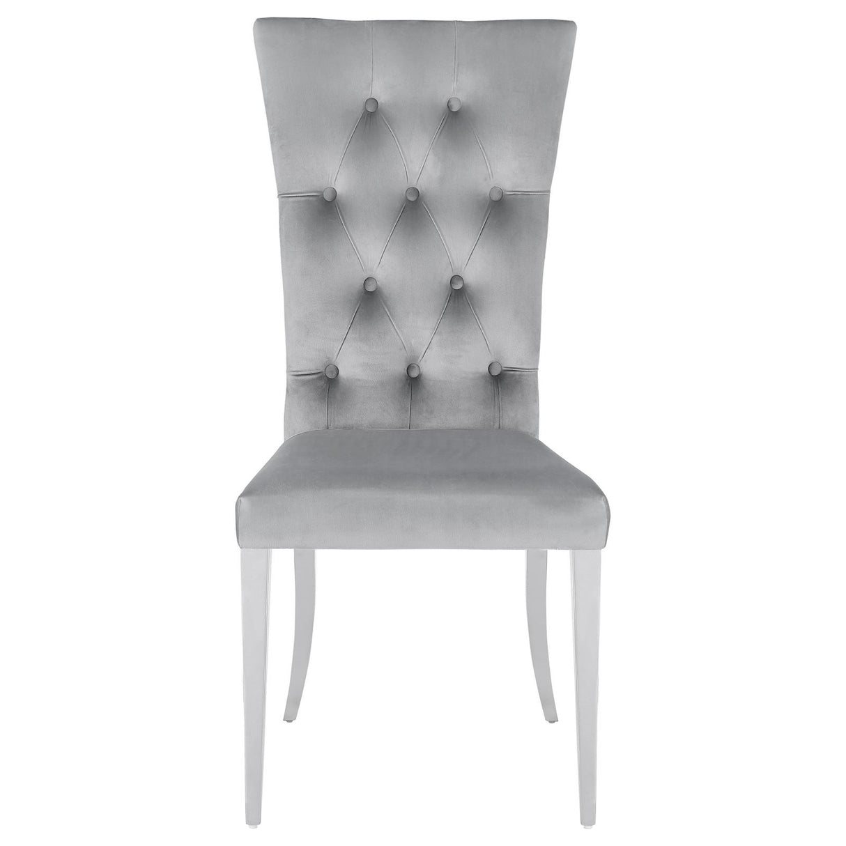 Kerwin Chrome and Gray Tufted Upholstered Side Chair, Set of 2 from Coaster - Luna Furniture