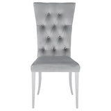 Kerwin Chrome and Gray Tufted Upholstered Side Chair, Set of 2 from Coaster - Luna Furniture