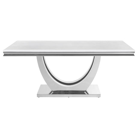 Kerwin Chrome and White Rectangle Faux Marble Top Dining Table from Coaster - Luna Furniture