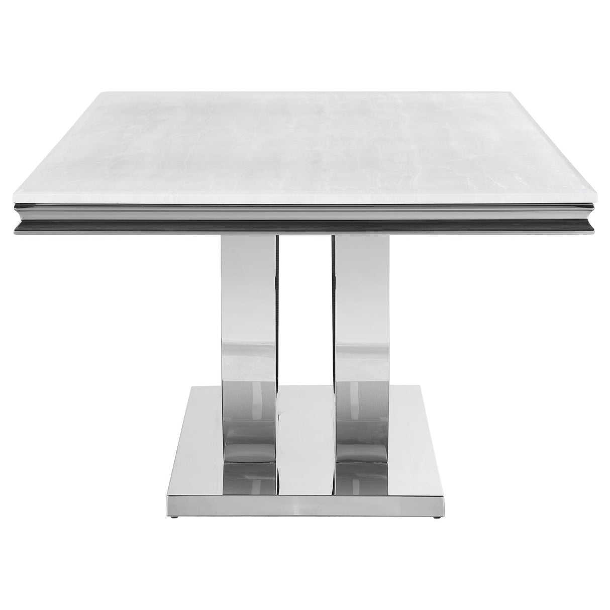 Kerwin Chrome and White Rectangle Faux Marble Top Dining Table from Coaster - Luna Furniture