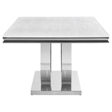 Kerwin Chrome and White Rectangle Faux Marble Top Dining Table from Coaster - Luna Furniture