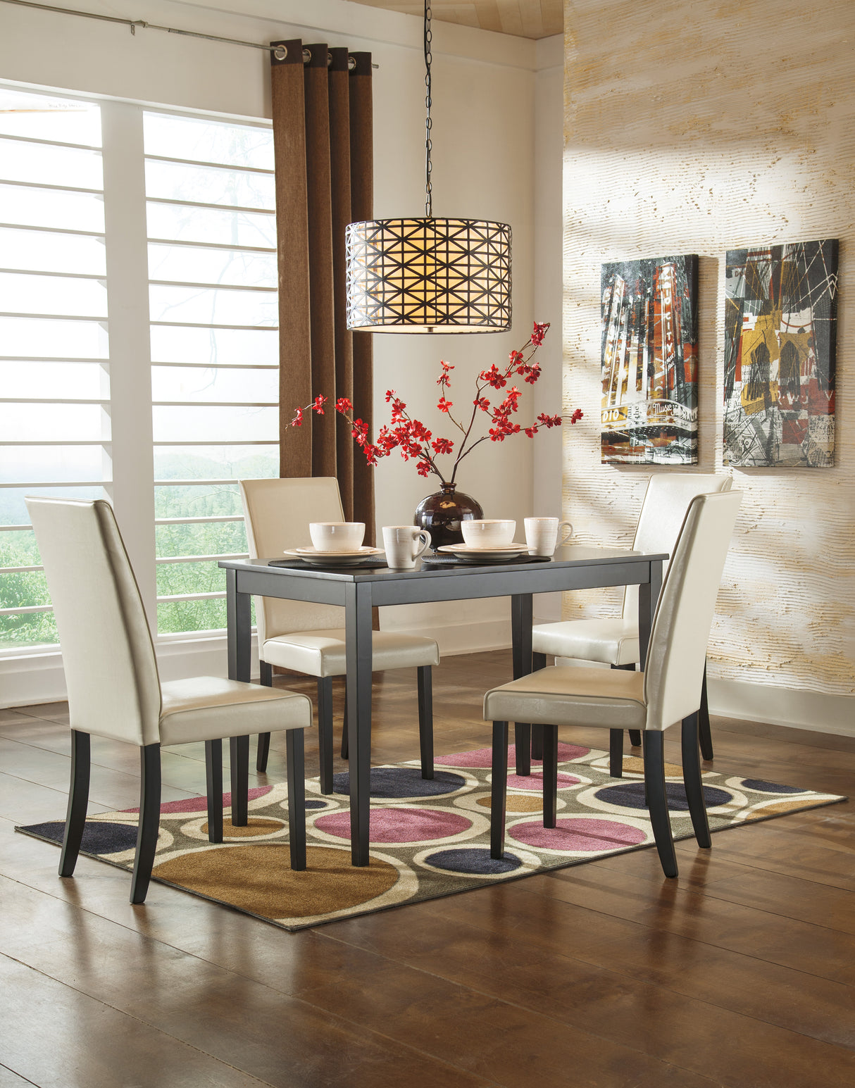 Kimonte Dark Brown/Ivory 5-Piece Rectangular Dining Set from Ashley - Luna Furniture