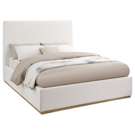 Knox Cream Upholstered Queen Platform Bed from Coaster - Luna Furniture