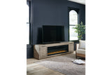Krystanza Weathered Gray TV Stand with Electric Fireplace from Ashley - Luna Furniture