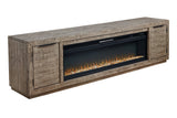 Krystanza Weathered Gray TV Stand with Electric Fireplace from Ashley - Luna Furniture