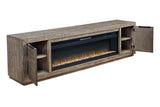 Krystanza Weathered Gray TV Stand with Electric Fireplace from Ashley - Luna Furniture
