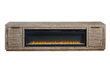 Krystanza Weathered Gray TV Stand with Electric Fireplace from Ashley - Luna Furniture