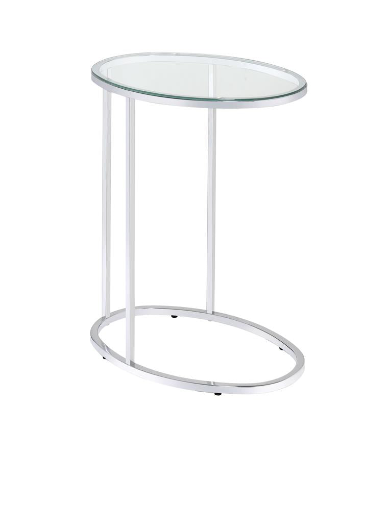 Kyle Chrome and Clear Oval Snack Table from Coaster - Luna Furniture
