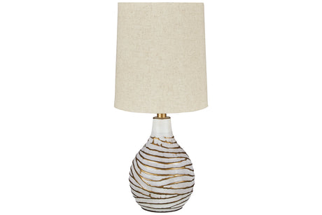 Aleela White/Gold Finish Table Lamp -  - Luna Furniture