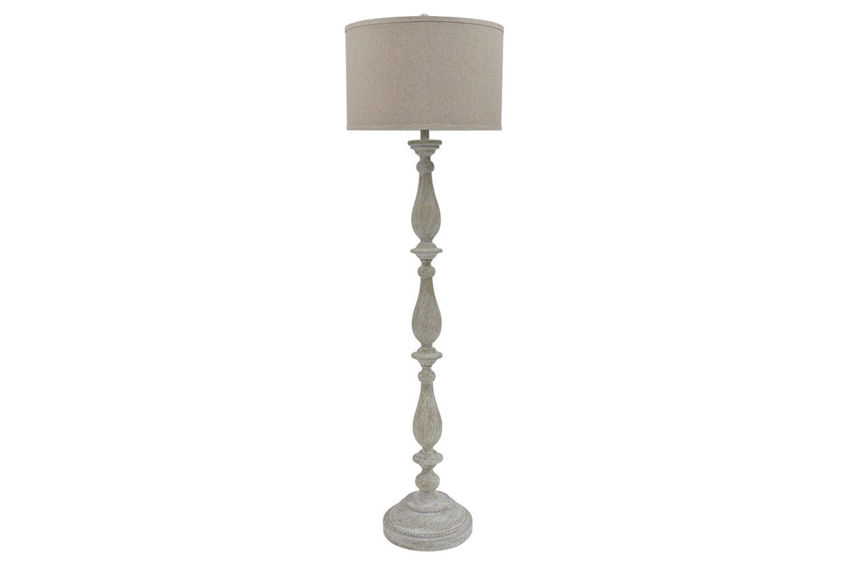 Bernadate Whitewash Floor Lamp -  - Luna Furniture