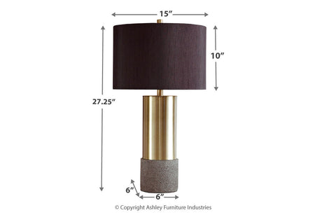 Jacek Gray/Brass Finish Table Lamp from Ashley - Luna Furniture