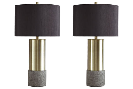 Jacek Gray/Brass Finish Table Lamp, Set of 2 -  - Luna Furniture