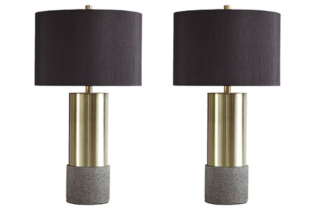 Jacek Gray/Brass Finish Table Lamp from Ashley - Luna Furniture
