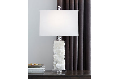 Malise White Table Lamp -  - Luna Furniture