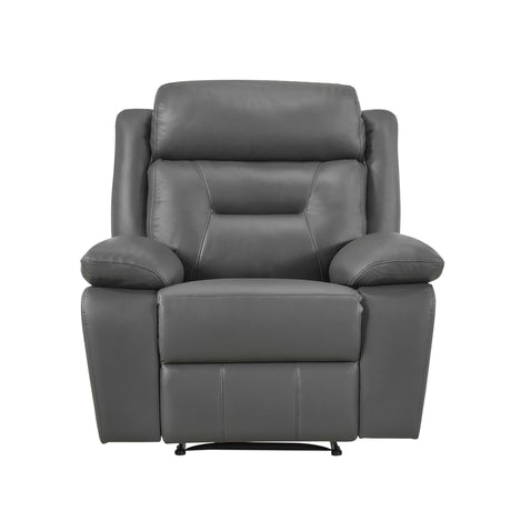 Laconia Dark Gray Leather Reclining Chair from Homelegance - Luna Furniture