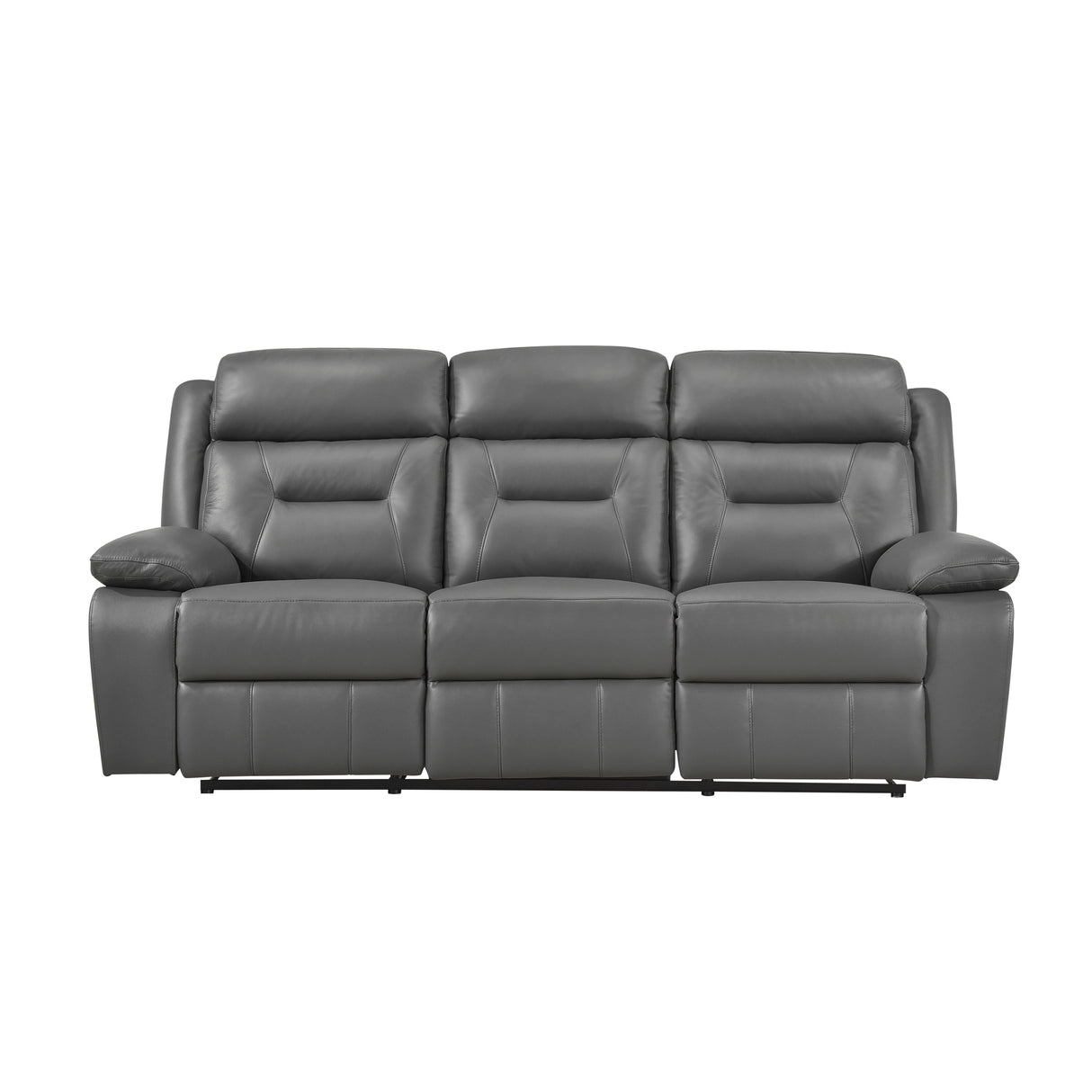 Laconia Dark Gray Leather Double Reclining Sofa from Homelegance - Luna Furniture