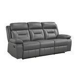 Laconia Dark Gray Leather Double Reclining Sofa from Homelegance - Luna Furniture