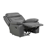 Laconia Dark Gray Leather Reclining Chair from Homelegance - Luna Furniture