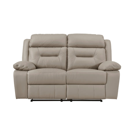 Laconia Latte Leather Double Reclining Loveseat from Homelegance - Luna Furniture