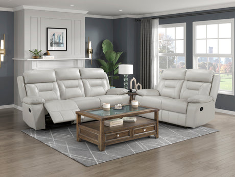 Laconia Silver Leather Double Reclining Living Room Set from Homelegance - Luna Furniture