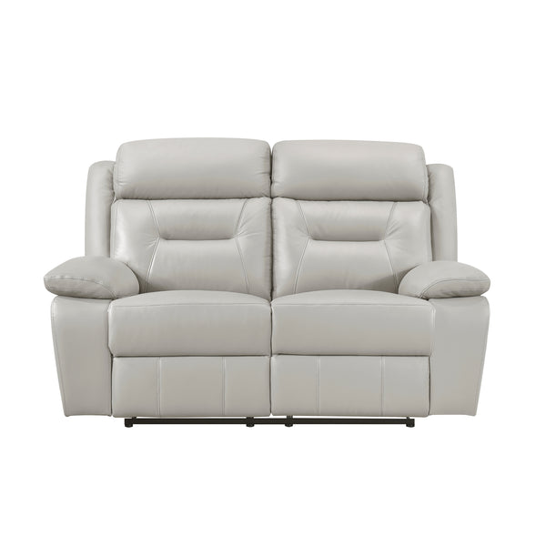 Laconia Silver Leather Double Reclining Loveseat