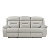 Laconia Silver Leather Double Reclining Sofa from Homelegance - Luna Furniture