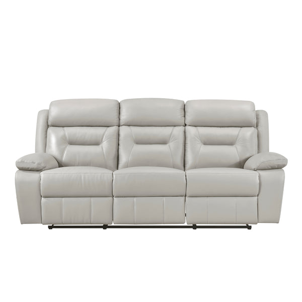 Laconia Silver Leather Double Reclining Sofa