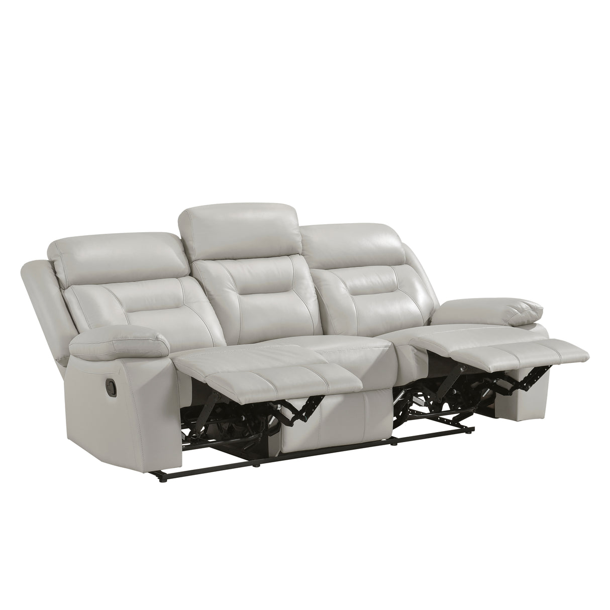 Laconia Silver Leather Double Reclining Sofa from Homelegance - Luna Furniture