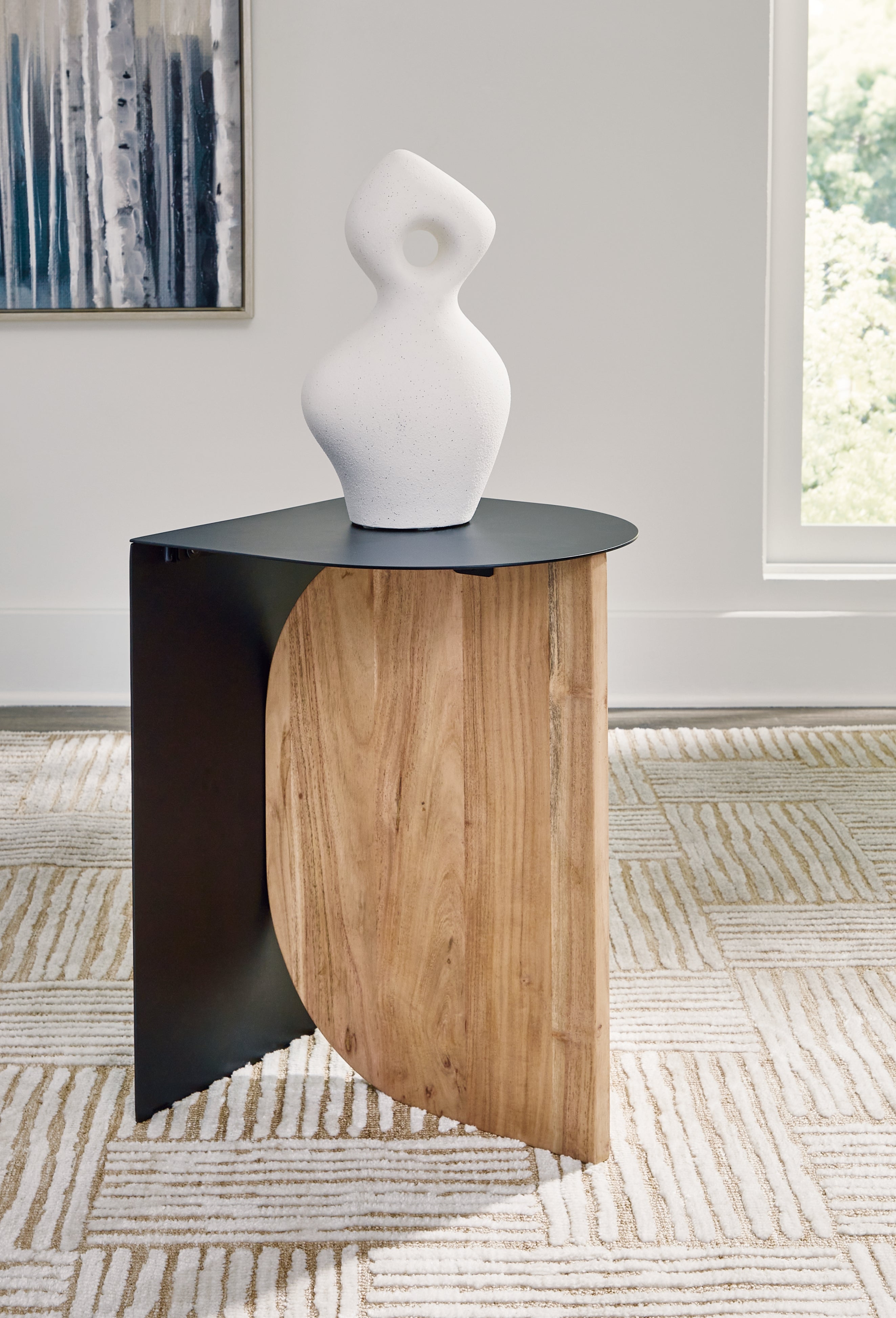 Ladgate Black/Natural Accent Table - Luna Furniture