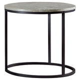 Lainey Gray and Gunmetal Faux Marble Round Top End Table from Coaster - Luna Furniture