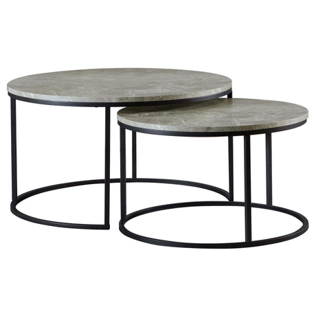 Lainey Gray and Gunmetal Round 2-Piece Nesting Coffee Table from Coaster - Luna Furniture