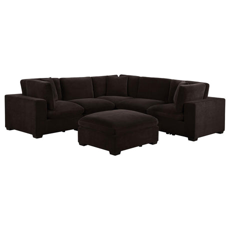 Lakeview Dark Chocolate Upholstered 5-Piece Modular Sectional Sofa from Coaster - Luna Furniture