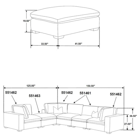Lakeview Dark Chocolate Upholstered 5-Piece Modular Sectional Sofa from Coaster - Luna Furniture