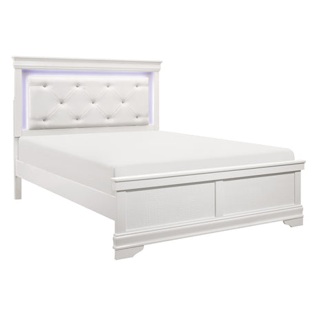 Lana White Full LED Upholstered Panel Bed from Homelegance - Luna Furniture