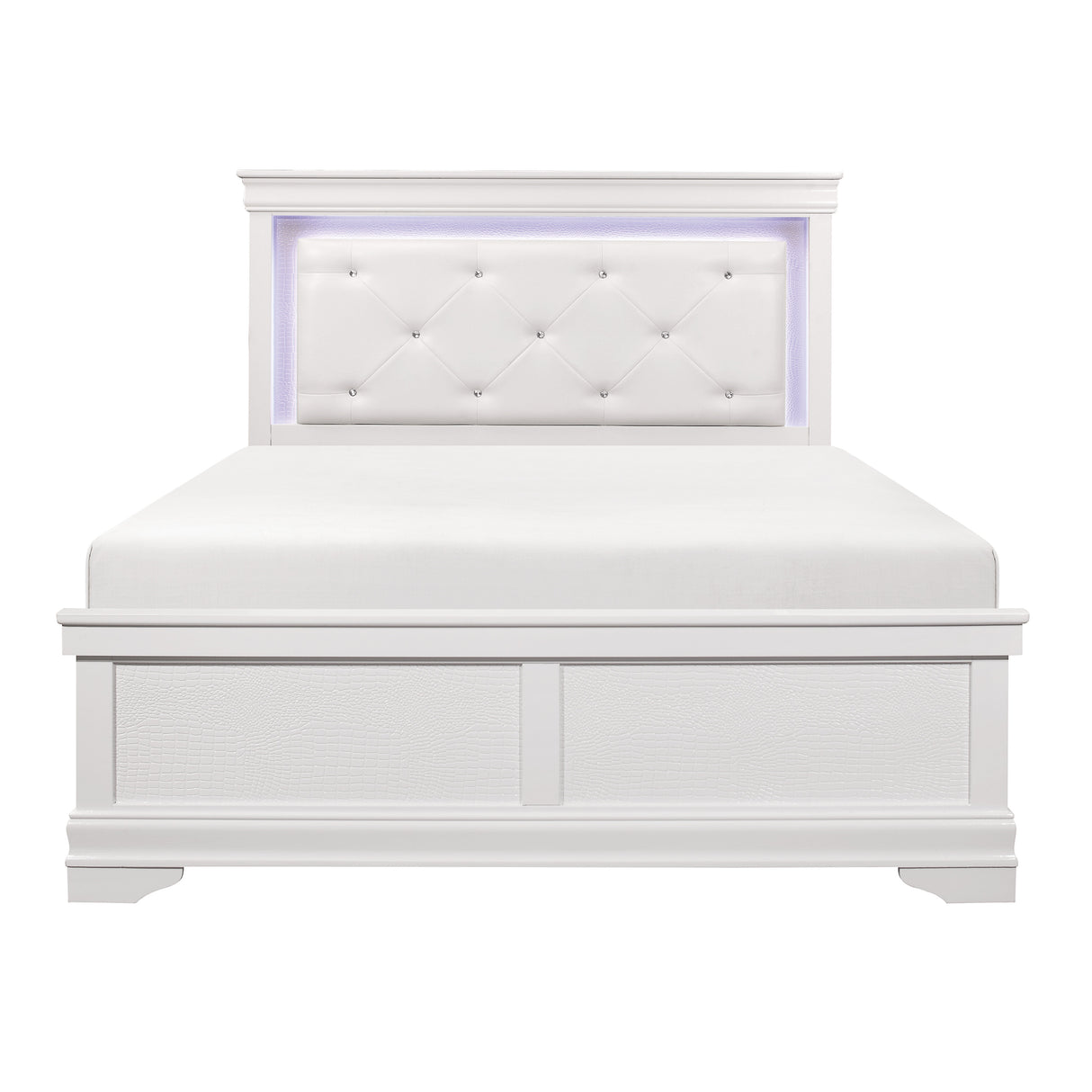 Lana White Queen LED Upholstered Panel Bed from Homelegance - Luna Furniture