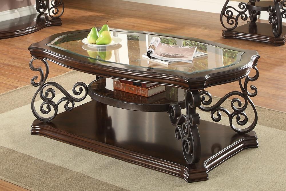 Laney Deep Merlot and Clear Coffee Table from Coaster - Luna Furniture